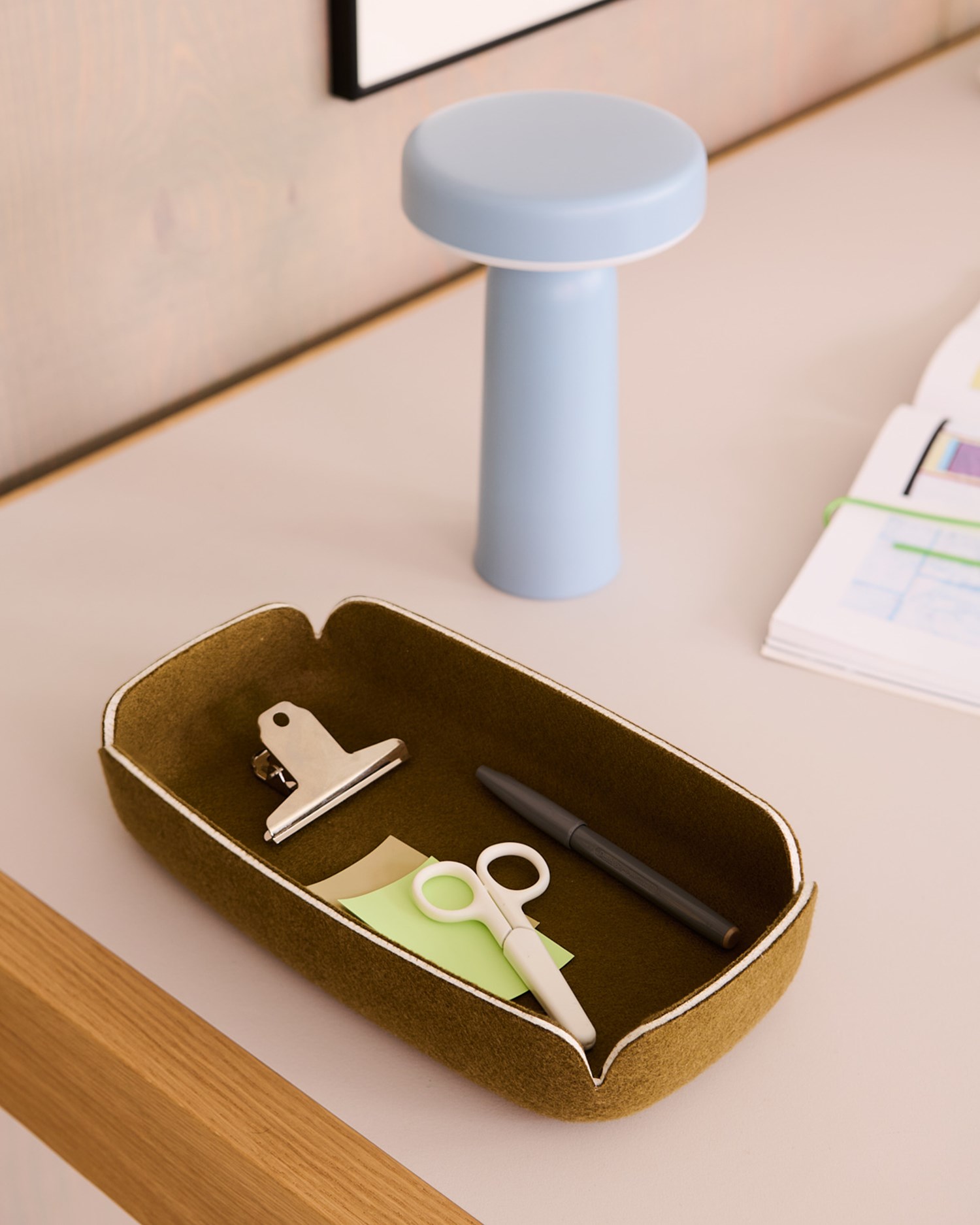 Restore Tray in Brown Green, Ease Portable Lamp in Light Blue